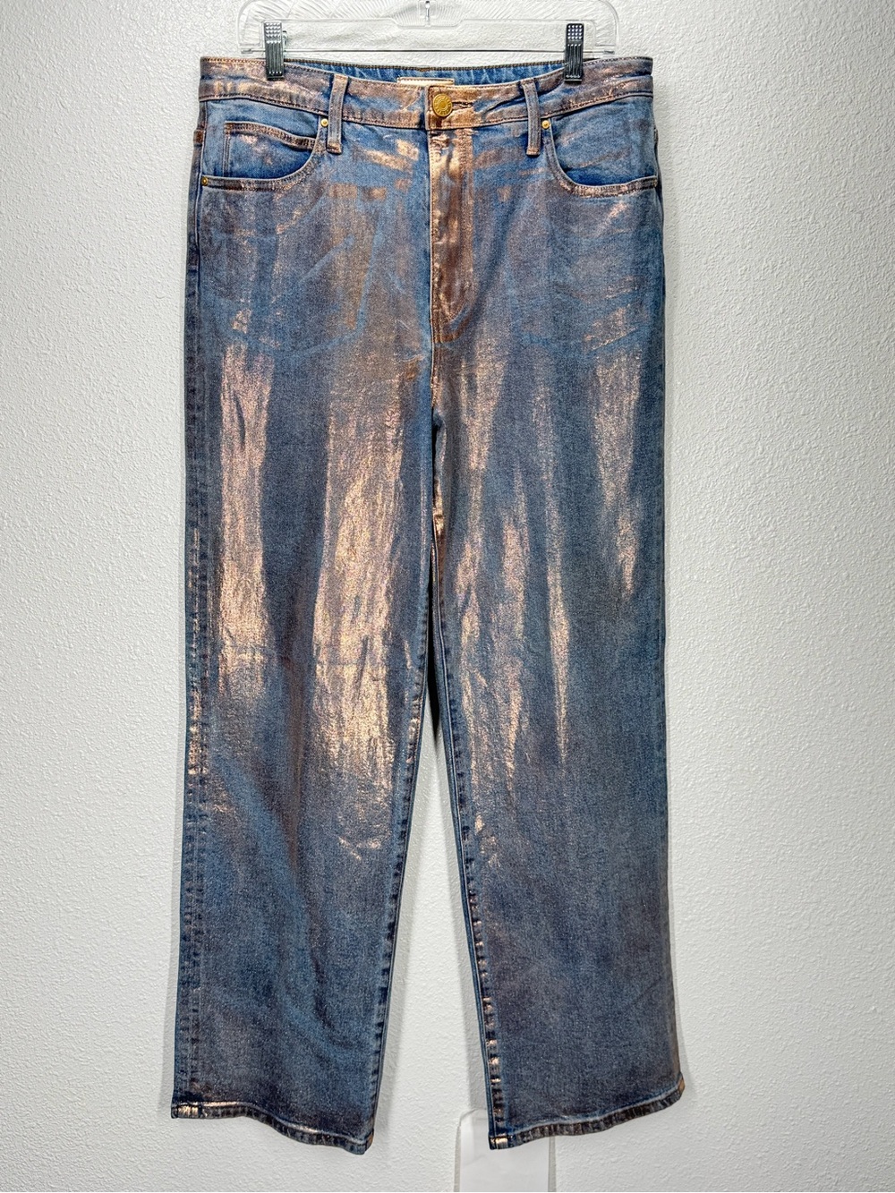 KUT from the Kloth Sienna High Rise Wide Leg Metallic Jeans 10